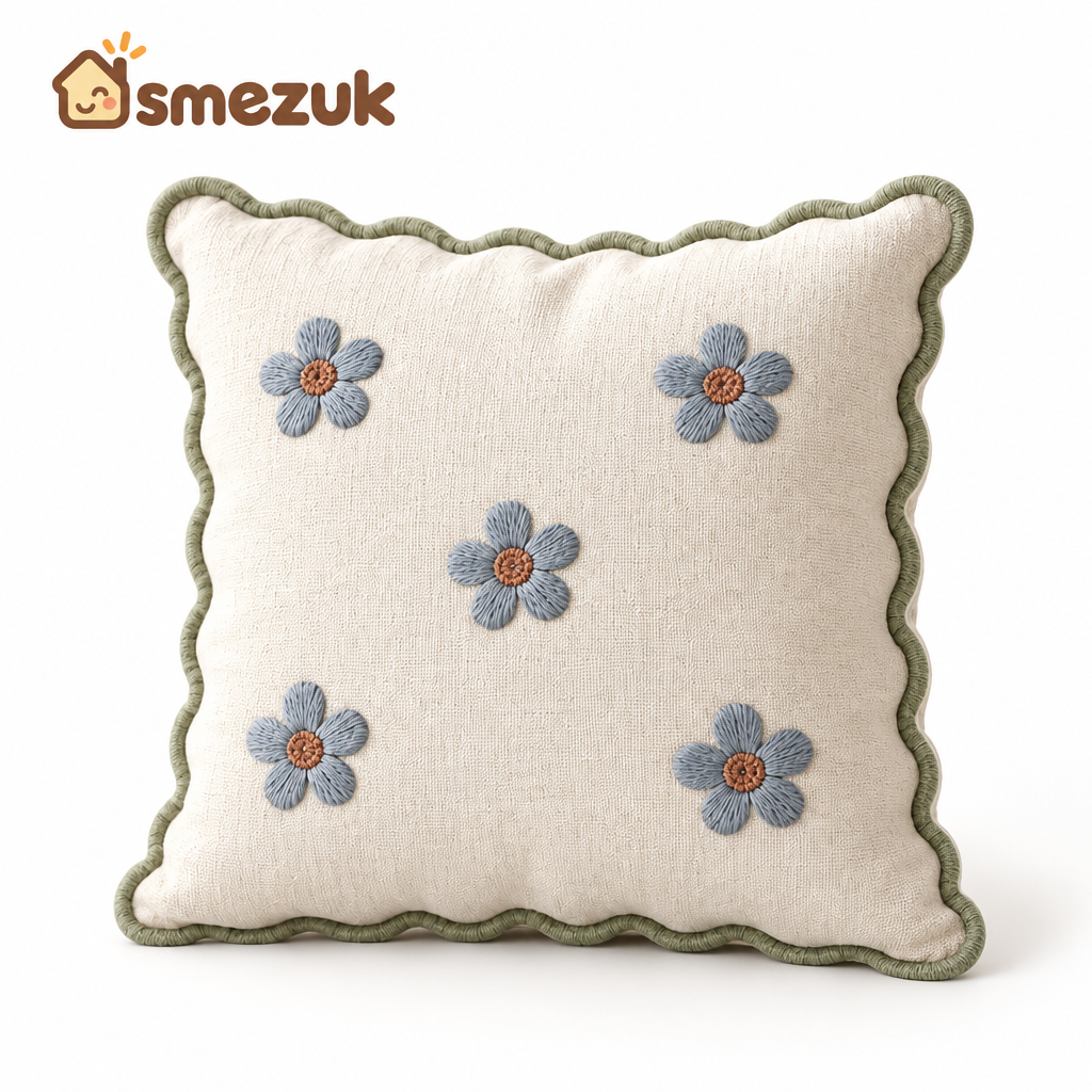 SMEZUK Embroidered Floral Throw Pillow main view