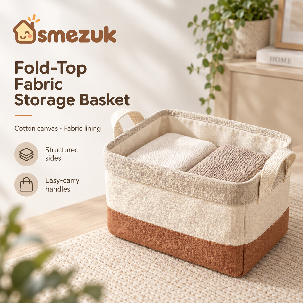 SMEZUK Two-Tone Fabric Storage Basket detail 1