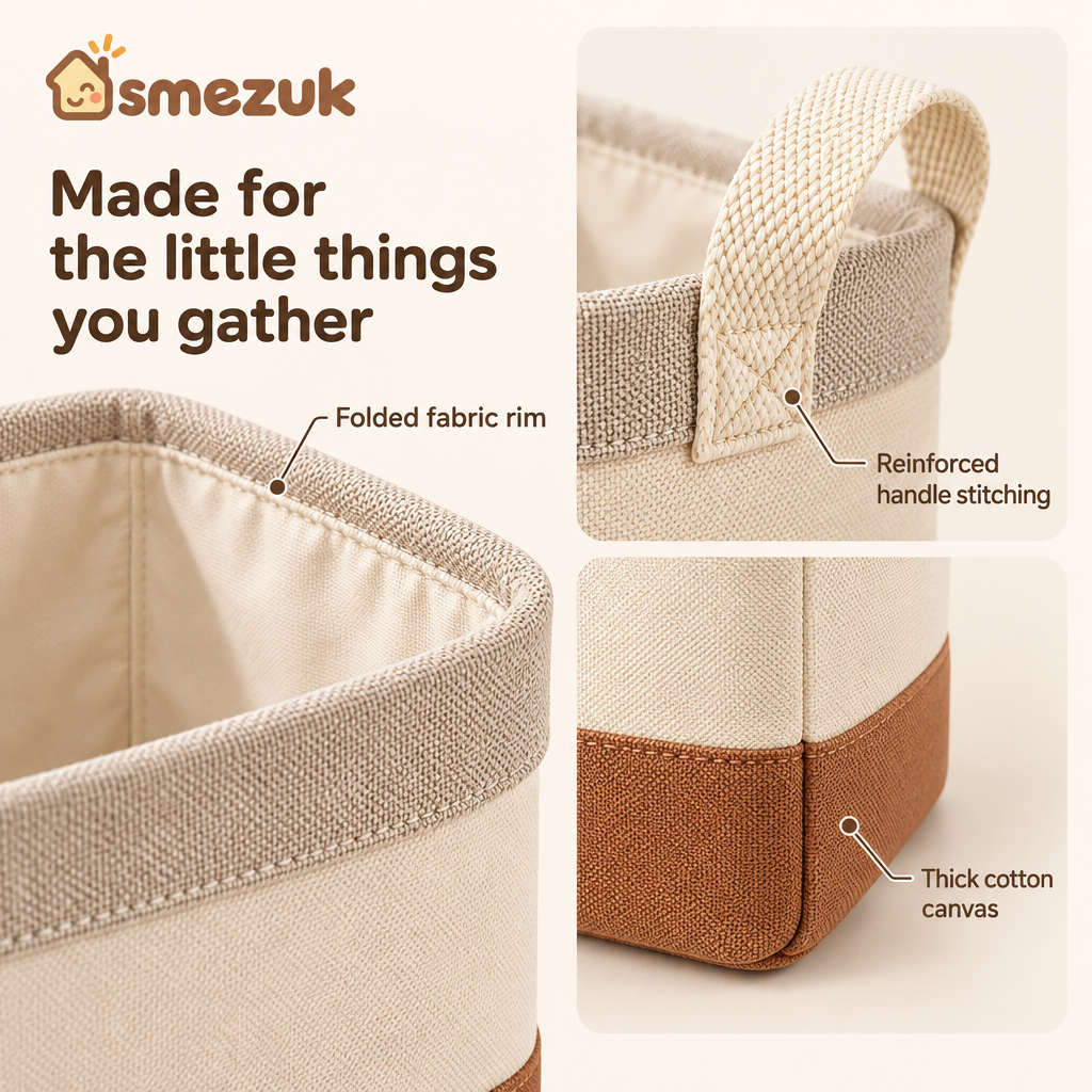 SMEZUK Two-Tone Fabric Storage Basket detail 2