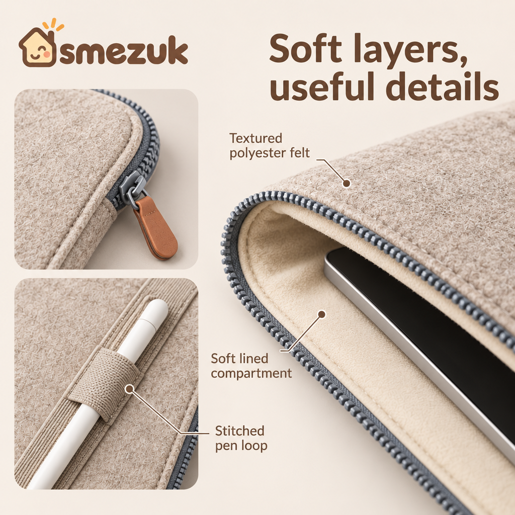 SMEZUK Padded Zippered Storage Pouch detail 2