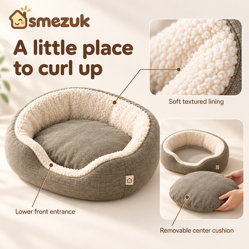 SMEZUK Cozy Bolster Pet Bed detail 1
