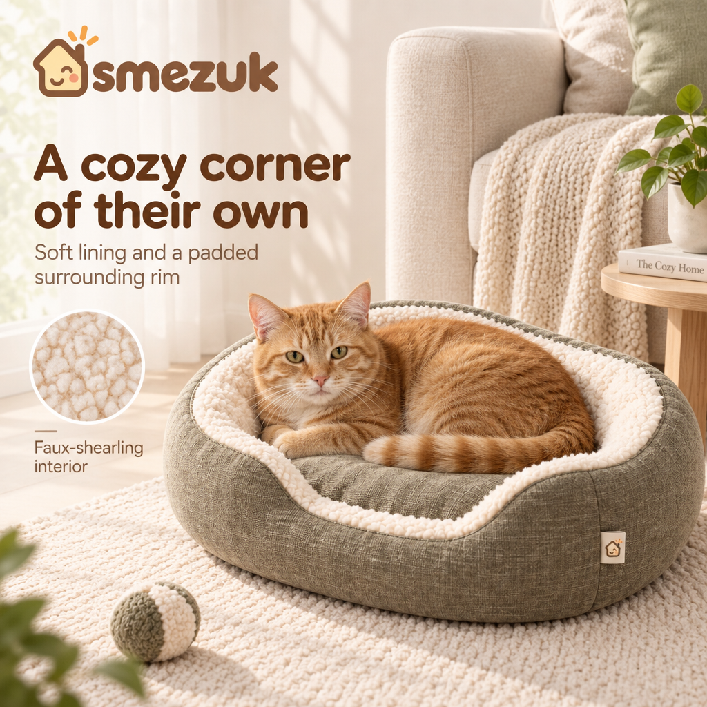 SMEZUK Cozy Bolster Pet Bed detail 2