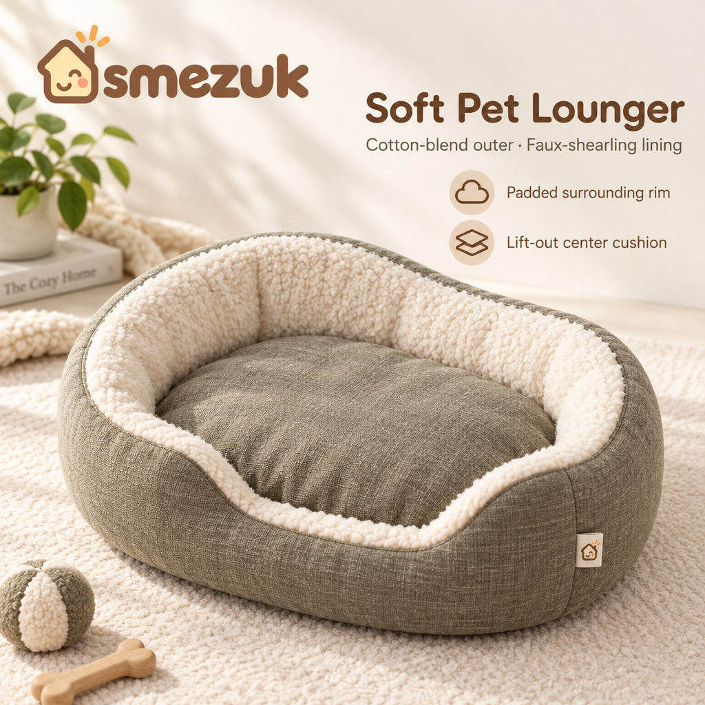SMEZUK Cozy Bolster Pet Bed detail 3