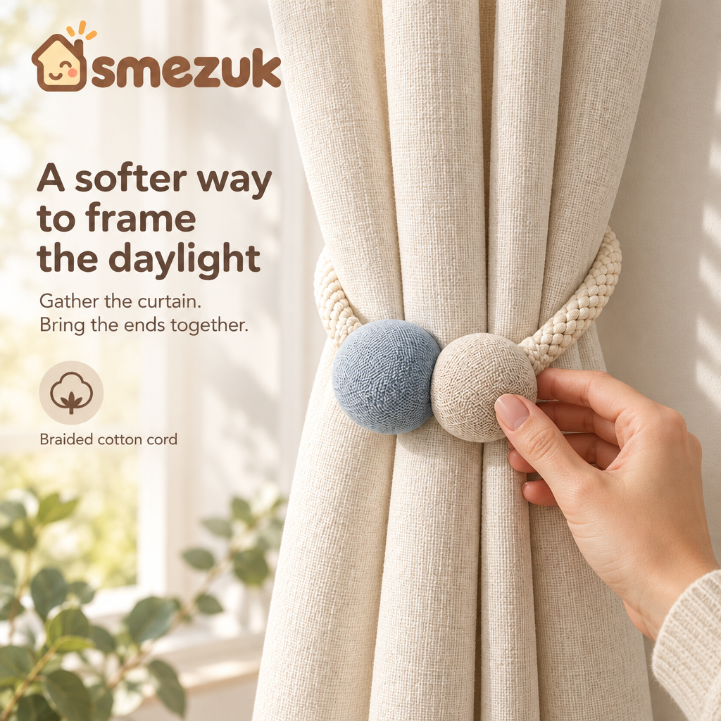 SMEZUK Pom-Pom Rope Curtain Tieback Set detail 1