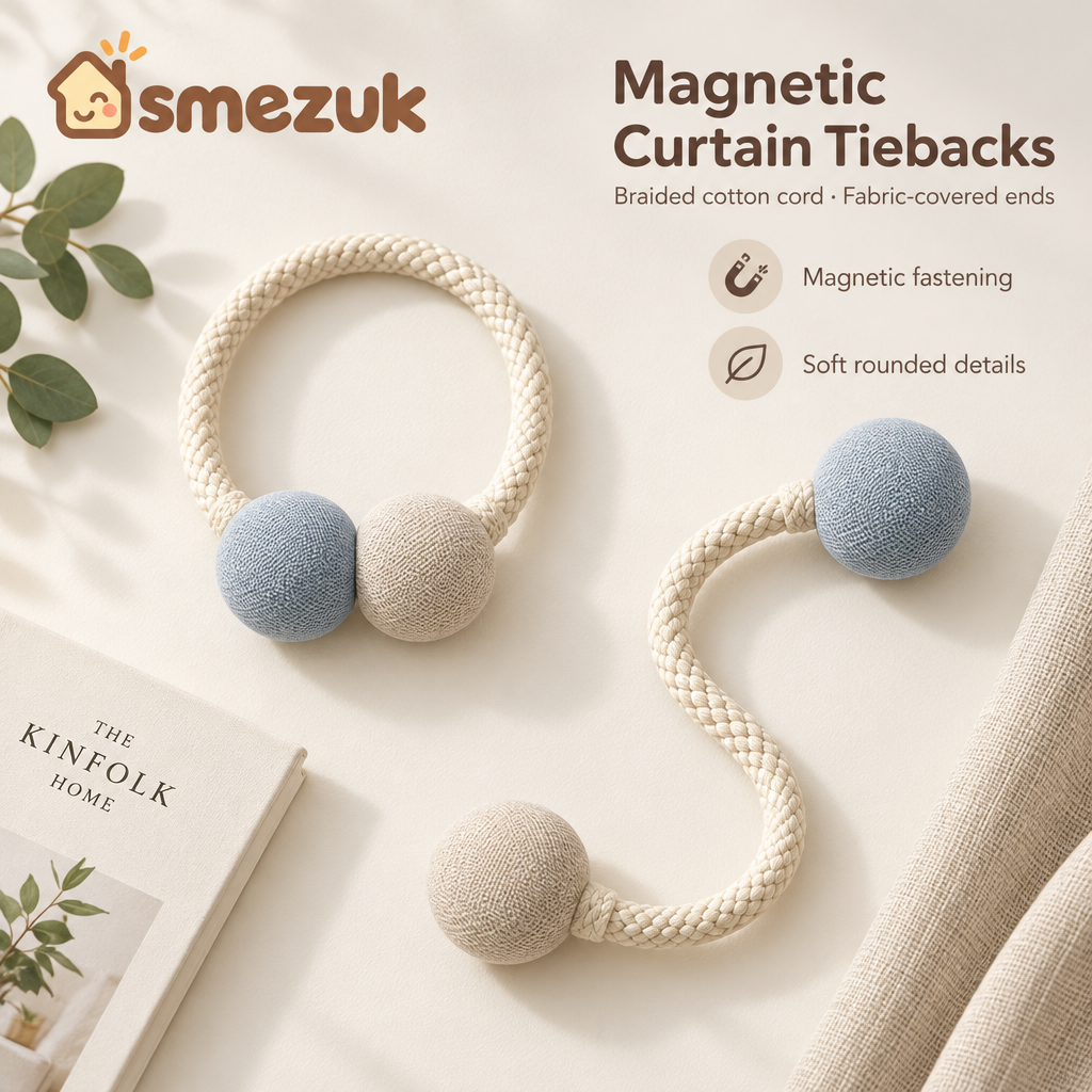 SMEZUK Pom-Pom Rope Curtain Tieback Set detail 2